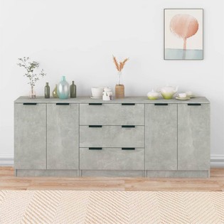 Piece Sideboards Concrete Grey Engineered Wood