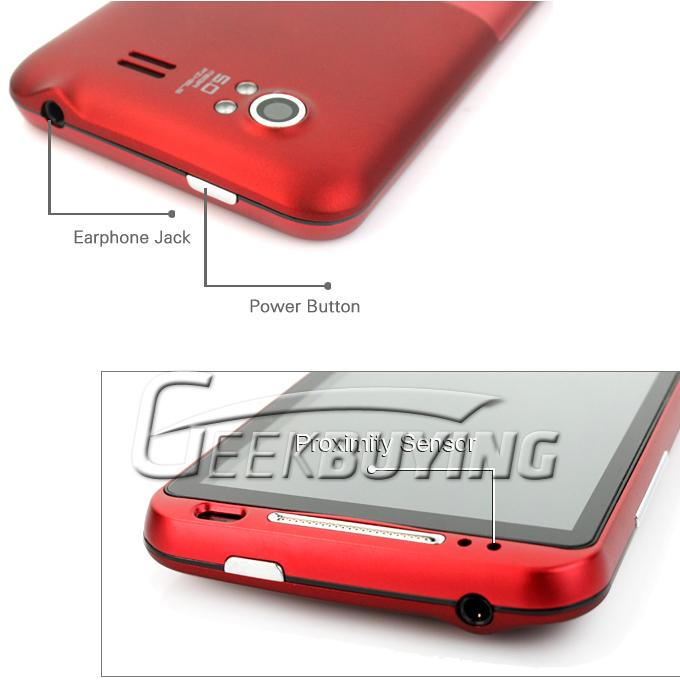 E50 MTK6573 4.3 inch Android 2.3.4 5.0MP camara GSM+WCDMA 3G Cellphone dual sim dual Camera red
