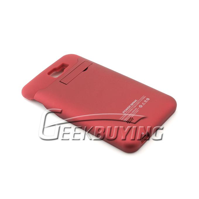3000mA Exteral Backup Battery Charger Protective Silicon Case with Holder for Galaxy Note i9220 Red
