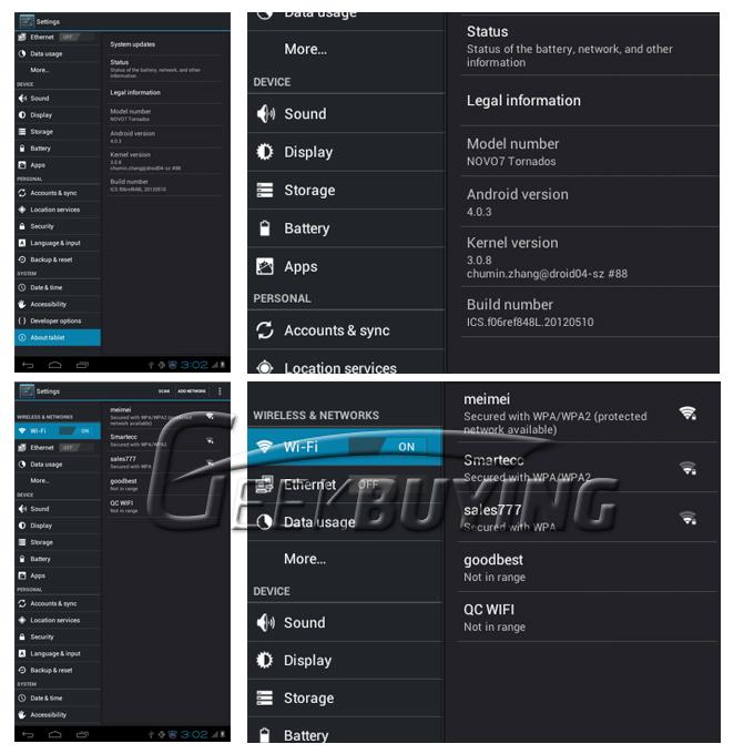 Ainol Novo 7 Tornados Android 4.0 Tablet PC 7 Inch 16GB 1GB RAM Camera WIFI Black