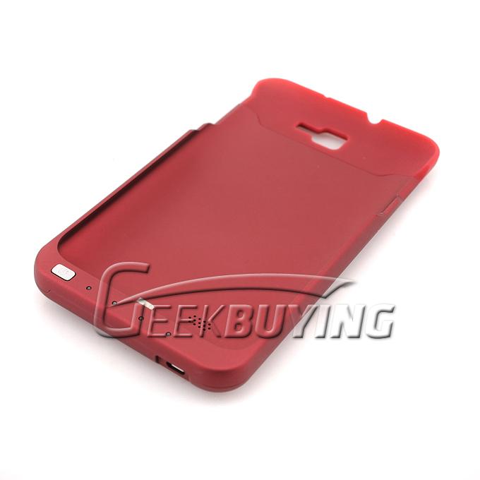 3000mA Exteral Backup Battery Charger Protective Silicon Case with Holder for Galaxy Note i9220 Red