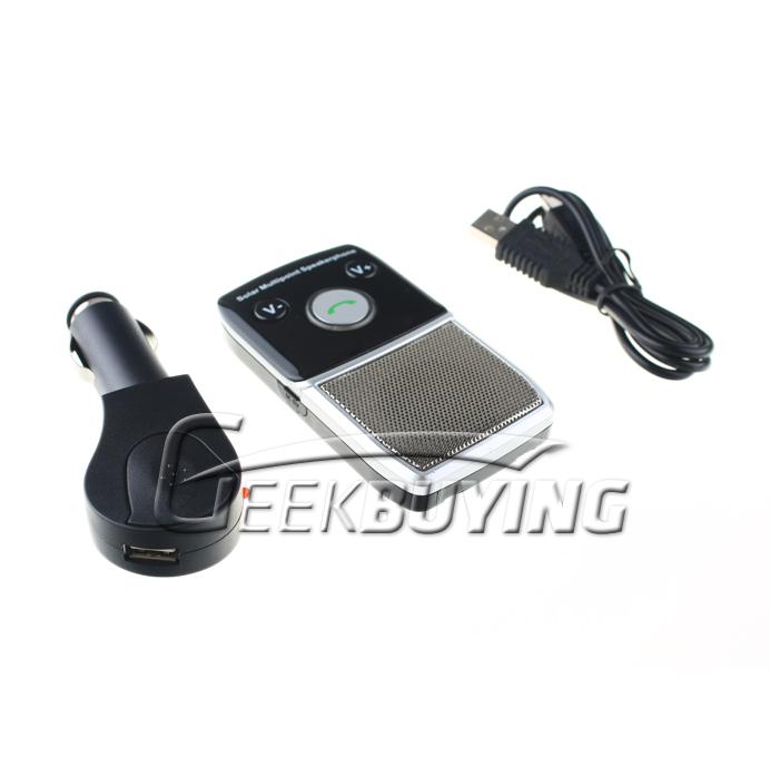 New Solar Power Wireless Handsfree Speakerphone Car Kit w/Built in Speaker &Microphone
