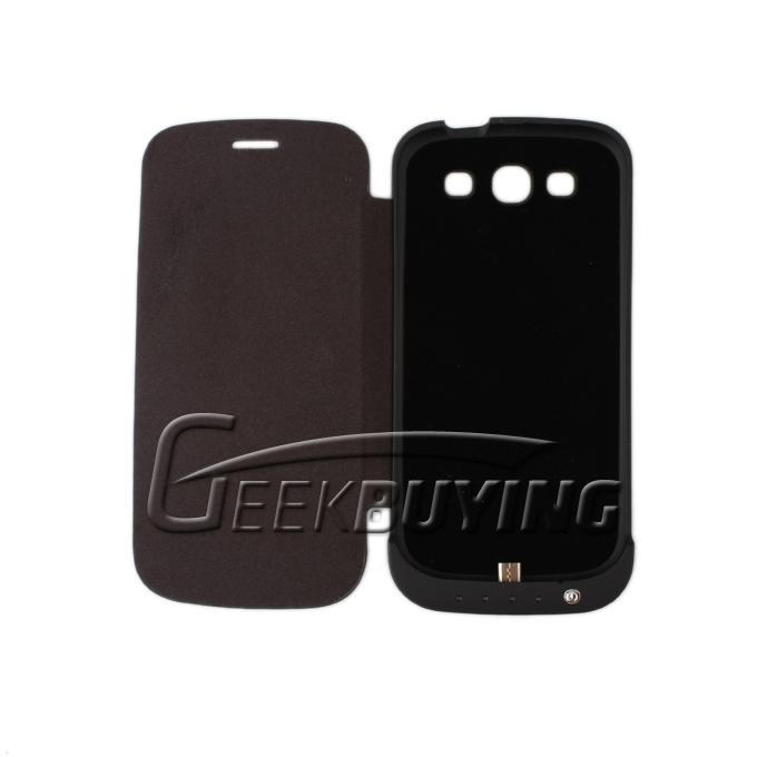 3200mAh External Backup Battery Charger Case with Protective Leather Cover for Samsung GALAXY S III S3(i9300) Black
