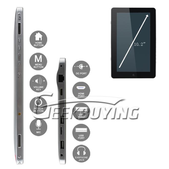 Flytouch 7 10.2 inch Tablet PC Allwinner A10 Android 4.0.4 1G 16G GPS WIFI HDMI Camera Dual USB Port Silver