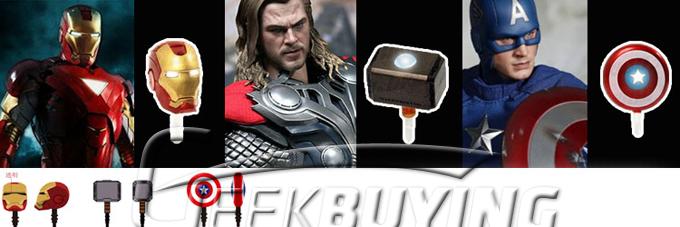 Brand New Light 3.5MM Avengers Earphone Plug Captain America's Shield For iPhone HTC Samsung(2001)