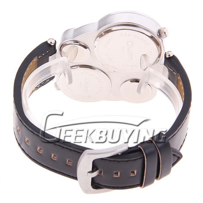 Oulm Men's Quartz Analog Military Wrist Watch with Dual Movt Numerals Indicate Time Dial Compass Thermometer - White Dial