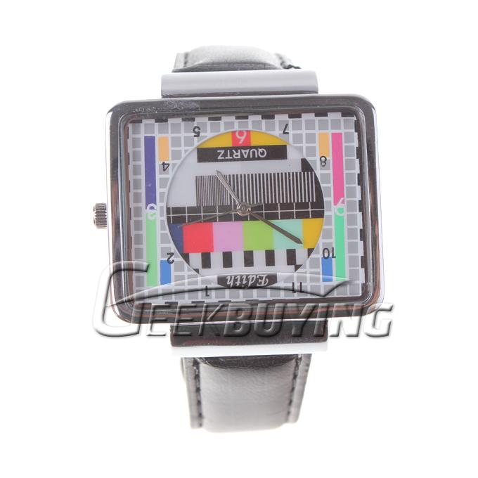 TV Logo Fashion Quartz Watch For Unisex Black