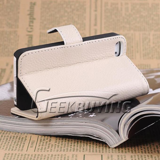 Brand New Wallet Protective Great Genuine Leather Pattern Case Cover For iPhone 5S 5 - White