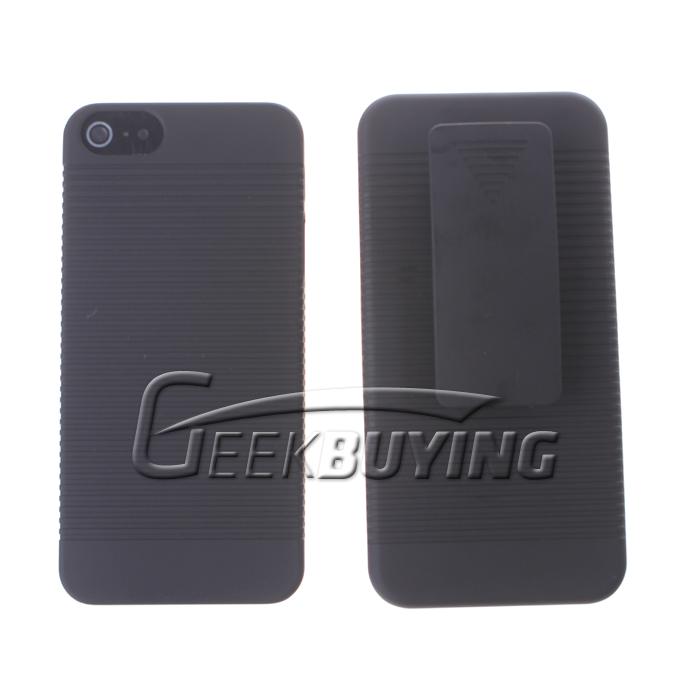 Belt Clip Holster Hard Case Cover+Slider With Kick Stand for iPhone 5S 5 - Black