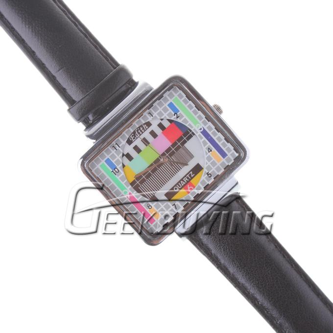 TV Logo Fashion Quartz Watch For Unisex Black