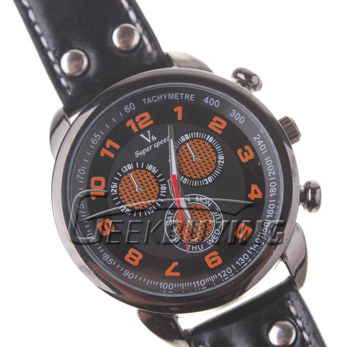 Modern Men's Fashion Wrist Watch V6 Super Speed Orange Dials Quartz