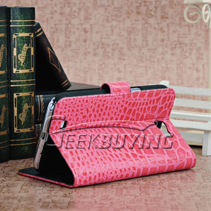 New Card Folio Crocodile Leather Case Cover With Holder for Galaxy NOTE 2 II N7100 Pink