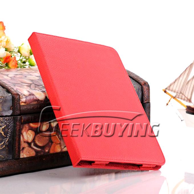 New Durable Lychee Grain Protective PU Leather Stand Folio Case Cover For Apple iPad Mini - Red