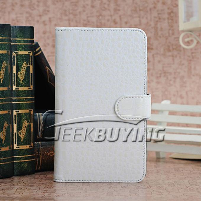 New Card Folio Crocodile Leather Case Cover With Holder for Galaxy NOTE 2 II N7100 White
