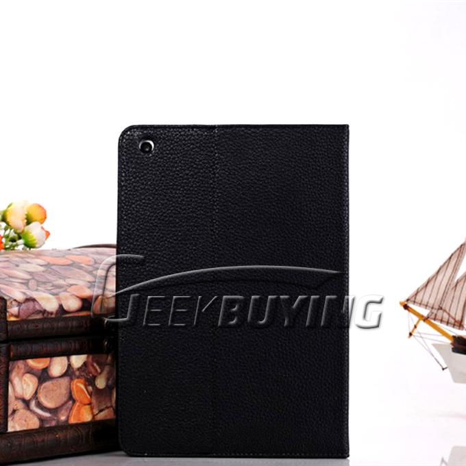 New Durable Lychee Grain Protective PU Leather Stand Folio Case Cover For Apple iPad Mini - Black