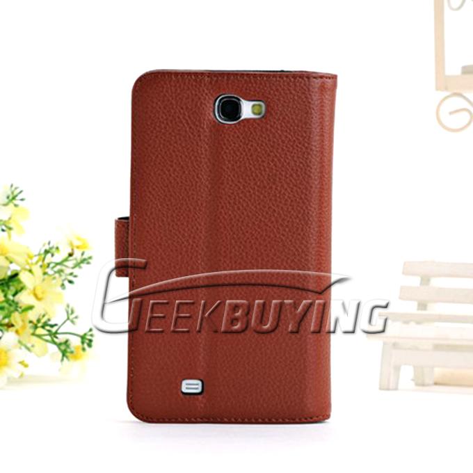 Brand New Card Great Leather Protective Case Cover With Holder For Galaxy NOTE 2 II N7100 Brown