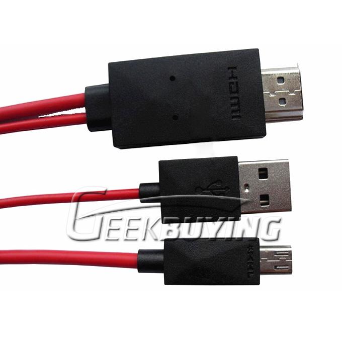 MHL Micro USB 11pin to HDMI HDTV Cable Adapter for Samsung Galaxy S3 S III i9300 - Red
