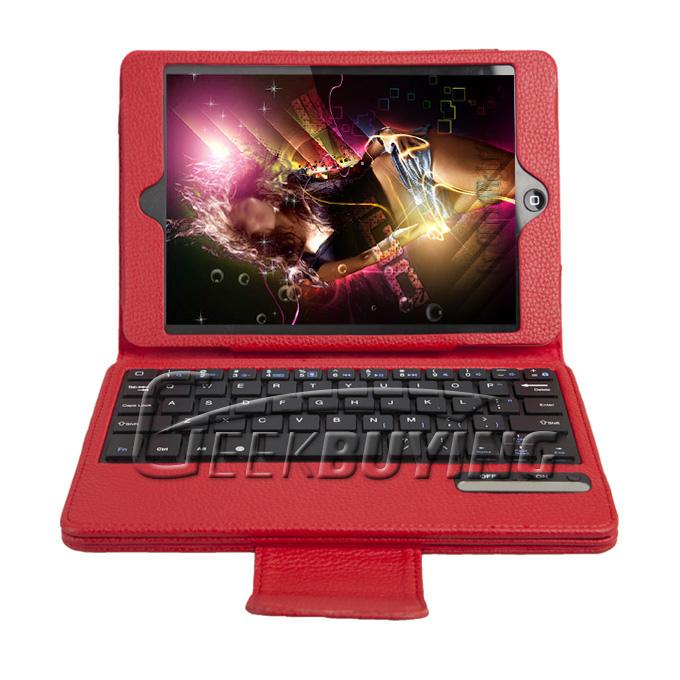 Brand New Wireless Detachable Keyboard Leather Case with Stand For iPad Mini - Red