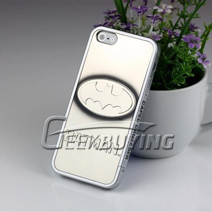 Brand New 86Hero 3D Black Batman Plating Hard Protective Back Case Cover for iPhone 5S 5 Silver