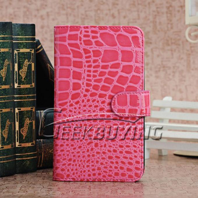 New Card Folio Crocodile Leather Case Cover With Holder for Galaxy NOTE 2 II N7100 Pink
