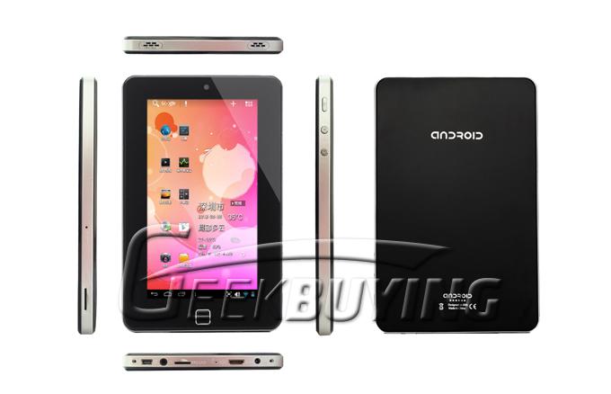 7 Inch Android Tablet Phone Built-in GSM Quad Band VIA8650 800Hz 2-Point 800*480 256MB 4GB Android 2.2 Black Color