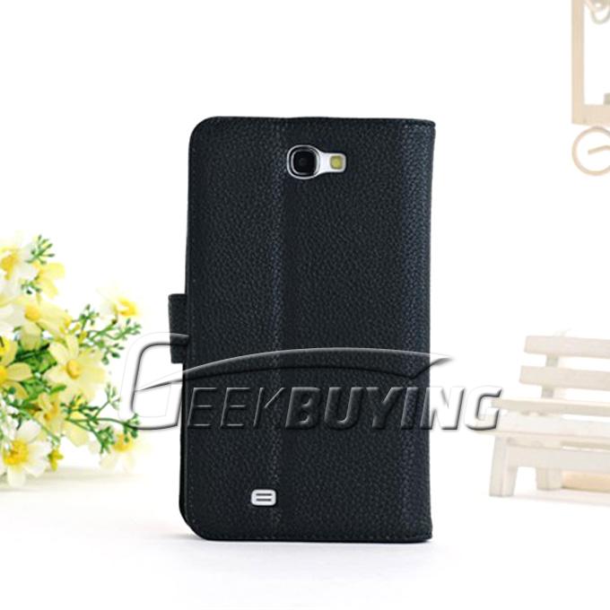 Brand New Card Great Leather Protective Case Cover With Holder For Galaxy NOTE 2 II N7100 Black