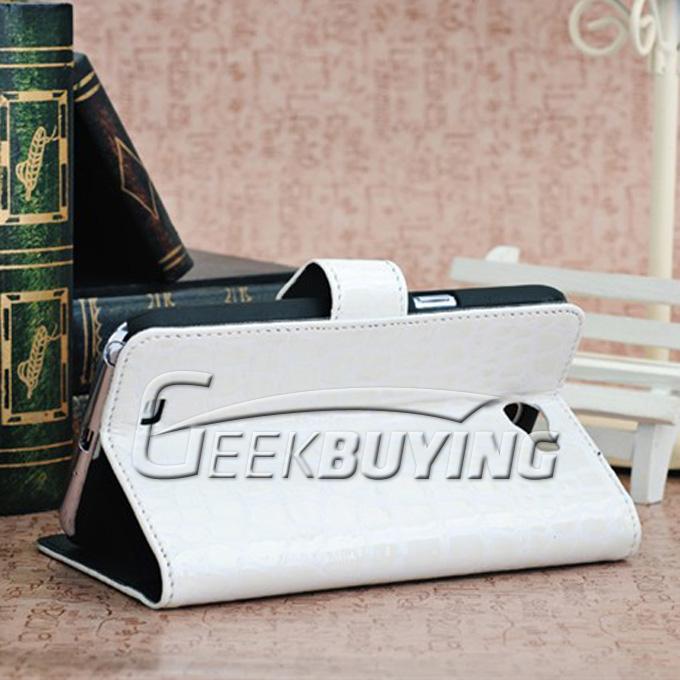 New Card Folio Crocodile Leather Case Cover With Holder for Galaxy NOTE 2 II N7100 White