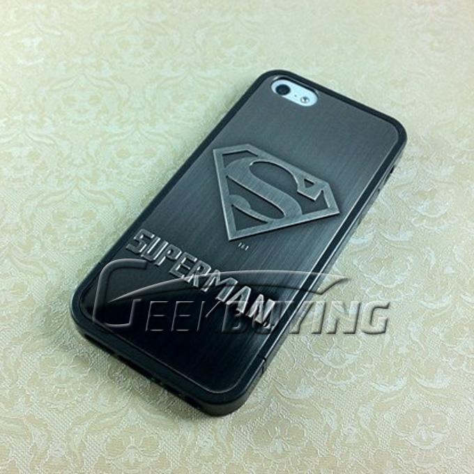 Fashion Superman 86Hero Chrome 3D Plating Hard Case for iPhone 5S 5 - Black (1001)