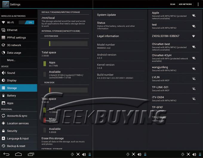 M742 7 inch WM8850 1.2 GHz Android 4.0 Tablet PC 1024*600 IPS Screen Dual Camera