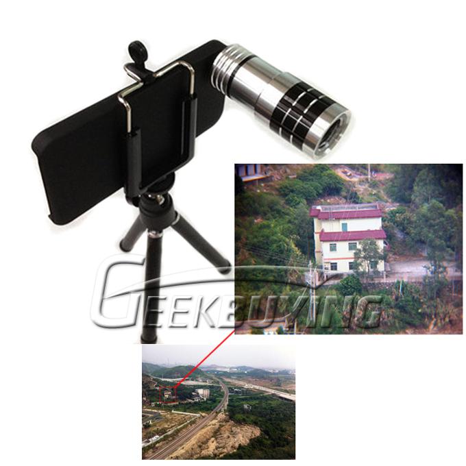 Brand New Short 12x Zoom Telescope Camera Lens Kit with Tripod and Case For iPhone 5S/5