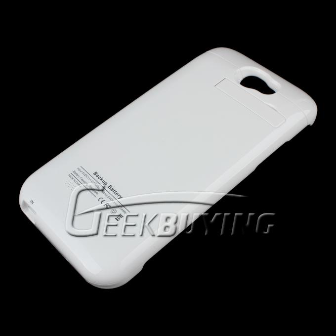 New 3200mAh External Backup Battery Case Cover with Holder Power Bank for Galaxy Note2 N7100 White
