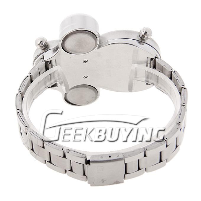 Fashion Oulm Men's Quartz Movement White Dial Stainless Steel Band Wrist Watch with Compass and Thermometer