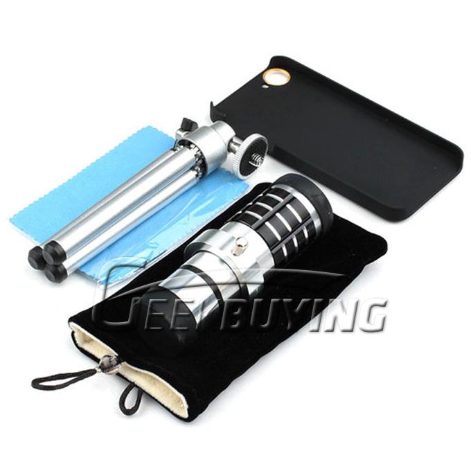 Brand New Long 12x Zoom Telescope Camera Lens Kit with Tripod and Case for iPhone 5S/5