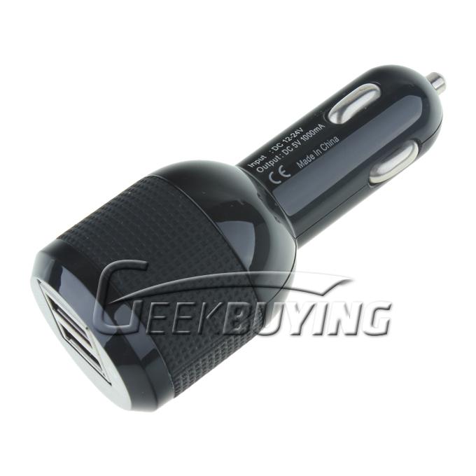 New 2-Port USB Car Charger Adaptor for iPhone 3G 3GS 4 4S iPod Touch Black