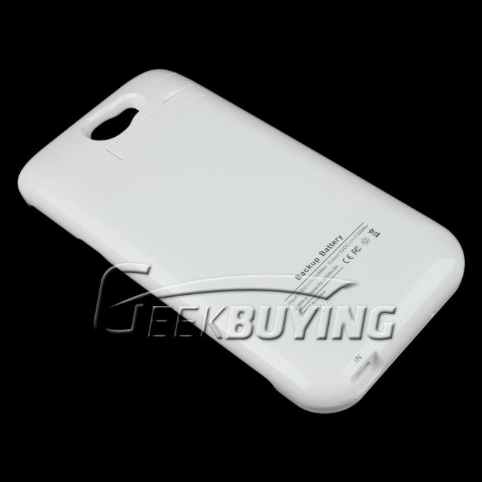 New 3200mAh External Backup Battery Case Cover with Holder Power Bank for Galaxy Note2 N7100 White