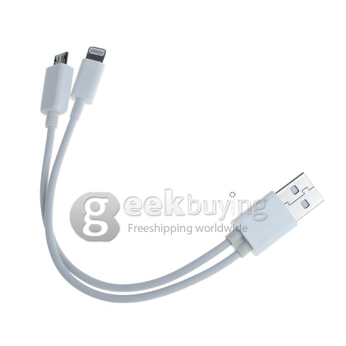 Brand New 1 to 2 USB to 8 Pin Micro USB Date Sync Charging Cable for iPhone 6/6 Plus/5S/5C/5/iPad/iPod