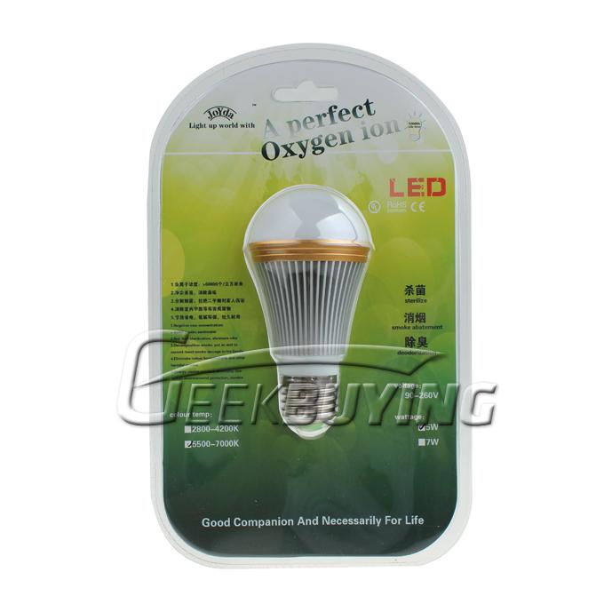 New Hot High-tech E27 5W Pure White Anion LED Lamp Smoke Air Cleaner Purify Sterilize Negative Ion LED Bulb Light