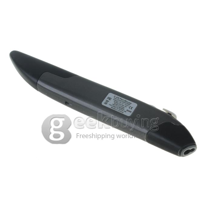 GM60 2.4G Pen Mouse Pen-Shaped Adjustable 500/1000 DPI Wireless Mouse + USB 2.0 Reciever - Black