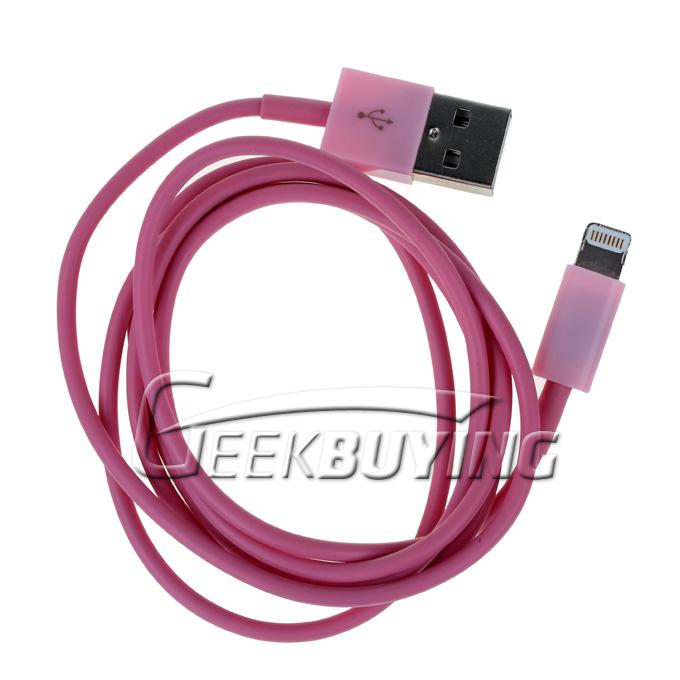 Brand New Fashion 8 Pin to USB Charger Cable for iPhone 6/6 Plus/5S/5C/5 iPod Touch 5 iPad Mini iPad 4 - Pink