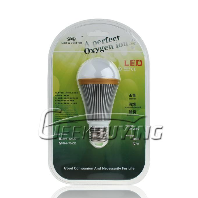 New Hot High-tech E27 7W Pure White Anion LED Lamp Smoke Air Cleaner Purify Sterilize Negative Ion LED Bulb Light