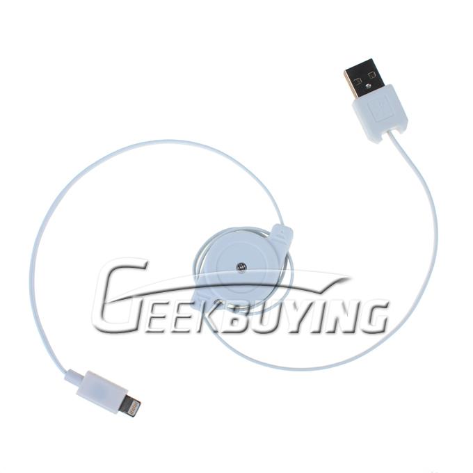 Retractable 8pin to USB 2.0 Charging Sync Cable For iPhone 6/6 Plus/5S/5C/5 iPod iPad Mini /iPad 4/iPod Touch 5 - White