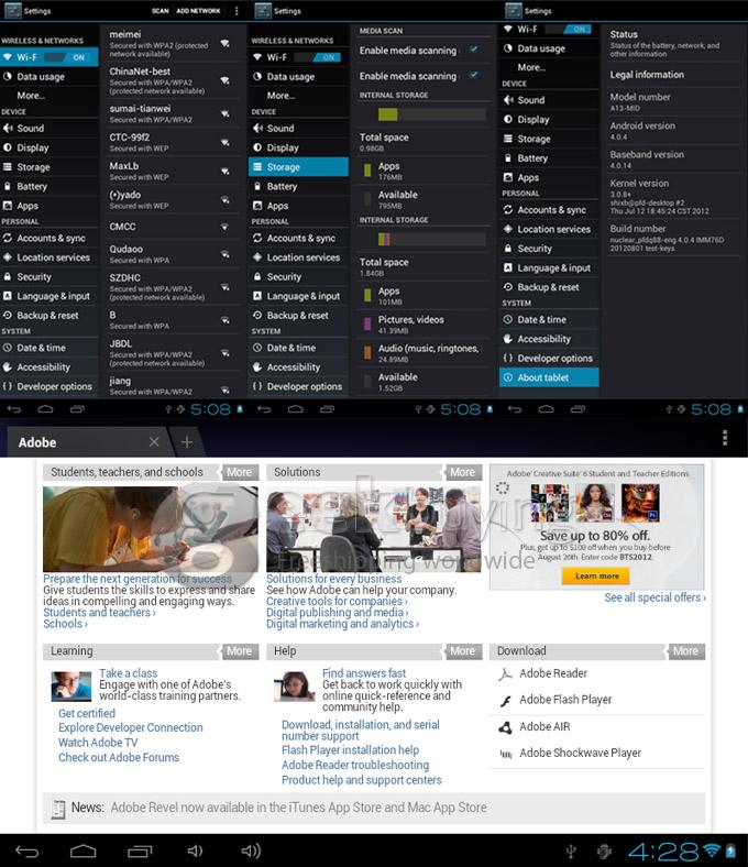 7 inch Android 4.0 Tablet PC Capacitive Touch Screen Actions ATM7013 512MB 4GB Pink