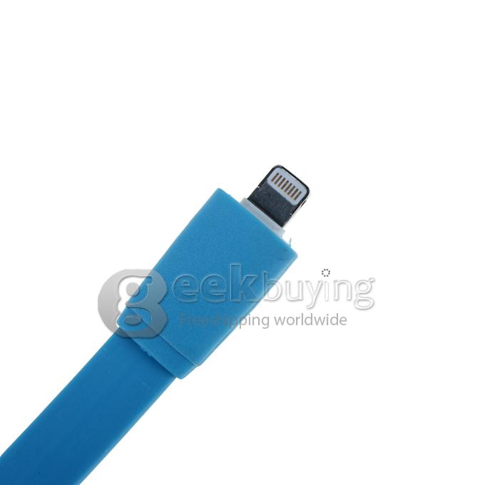 Brand New 1m 8 Pin USB Fat Noodle Sync Data Charger Cable for iPhone 6/6 Plus/5S/5C/5 /iPod /iPad Mini /iPad 4/iPod Touch 5 - Blue