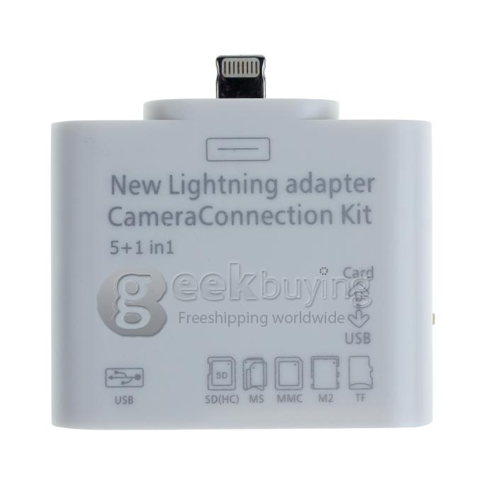 New 5 in 1 SD Micro SD Card Reader Lighting Adapter Camera Connection Kit With Cable For iPad 4/iPad mini