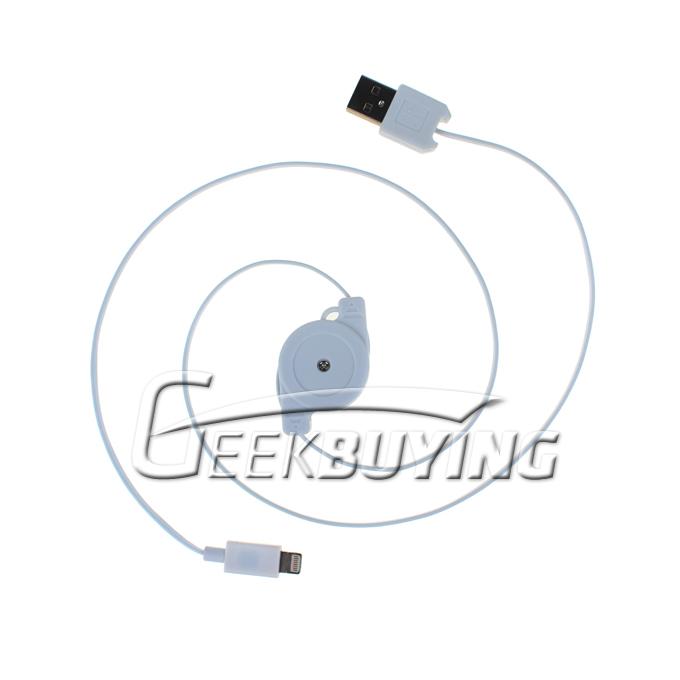 Retractable 8pin to USB 2.0 Charging Sync Cable For iPhone 6/6 Plus/5S/5C/5 iPod iPad Mini /iPad 4/iPod Touch 5 - White