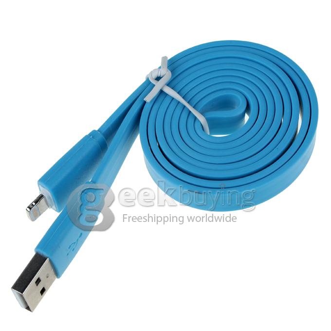Brand New 1m 8 Pin USB Fat Noodle Sync Data Charger Cable for iPhone 6/6 Plus/5S/5C/5 /iPod /iPad Mini /iPad 4/iPod Touch 5 - Blue