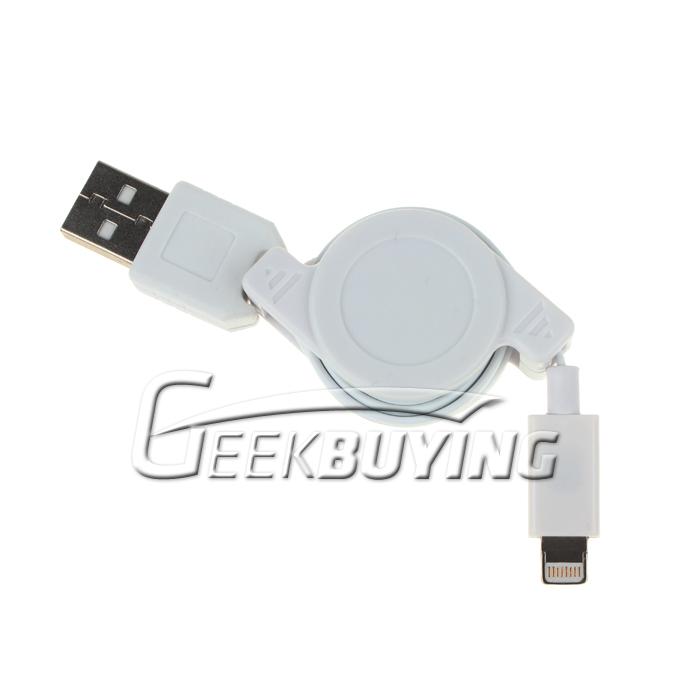 Retractable 8pin to USB 2.0 Charging Sync Cable For iPhone 6/6 Plus/5S/5C/5 iPod iPad Mini /iPad 4/iPod Touch 5 - White