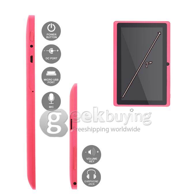 7 inch Android 4.0 Tablet PC Capacitive Touch Screen Actions ATM7013 512MB 4GB Pink