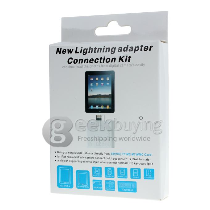 New 5 in 1 SD Micro SD Card Reader Lighting Adapter Camera Connection Kit With Cable For iPad 4/iPad mini