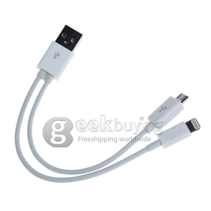 Brand New 1 to 2 USB to 8 Pin Micro USB Date Sync Charging Cable for iPhone 6/6 Plus/5S/5C/5/iPad/iPod